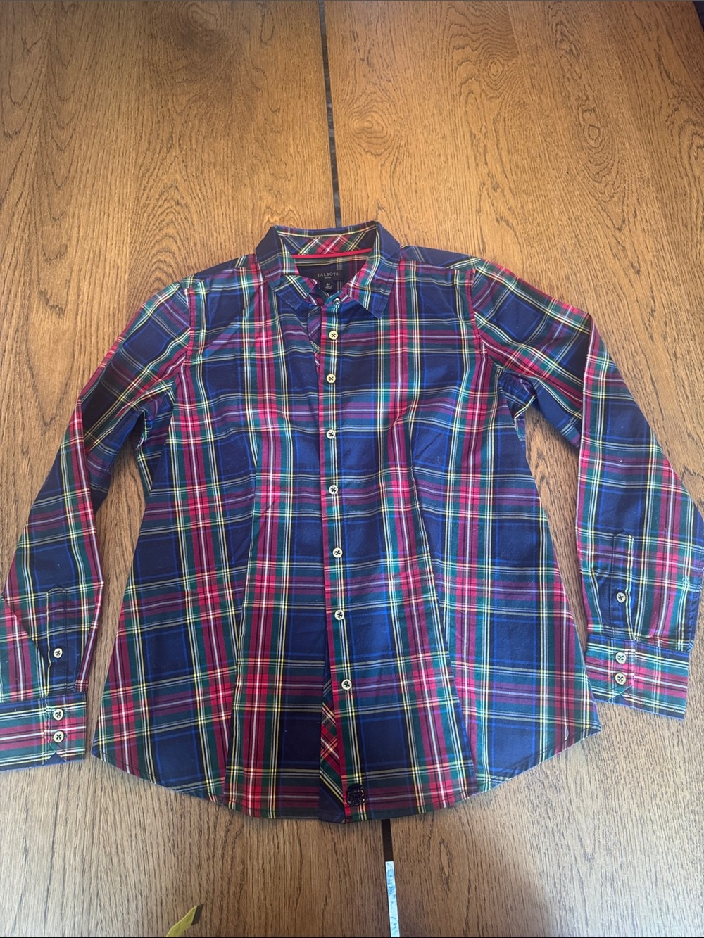 Talbots Plaid Button-Down Shirt in Blue & Pink